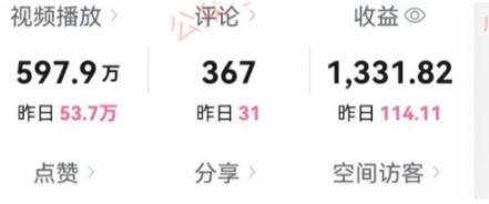新平台分成计划收益爆炸玩法，10分钟1条原创视频，单条作品收益500+？