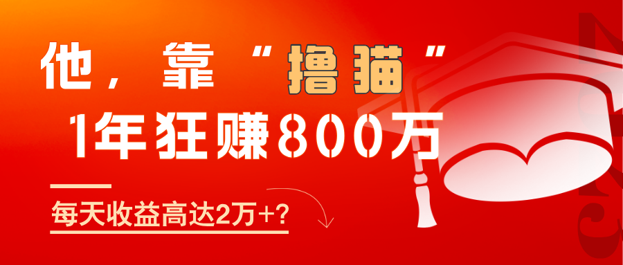 他，靠“撸猫”1年狂赚800万，每天收益高达2万+？